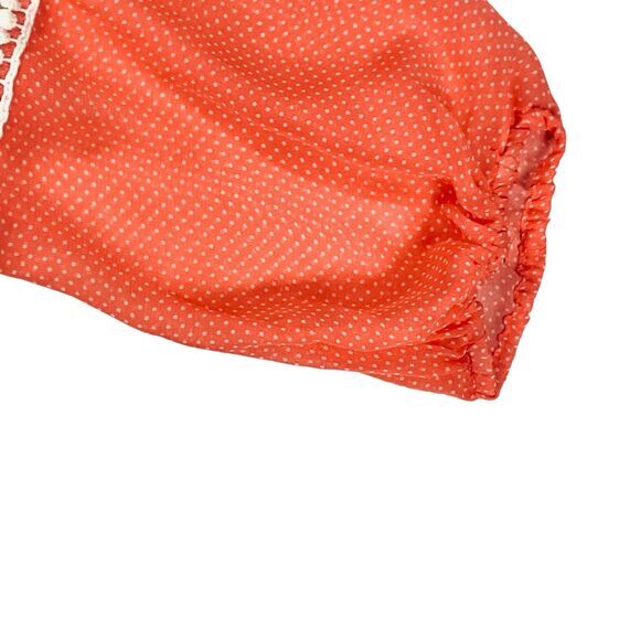 HAVE Embroidered Top Womens S Orange White Polka Dot Summer Boho Comfy Blouse - Picture 14 of 16